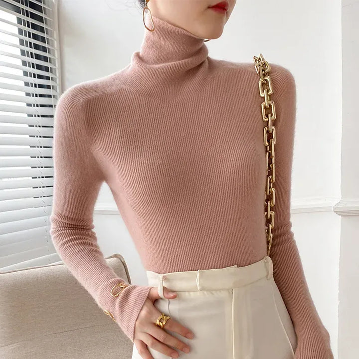 Women's Slim Fit Knit Sweater with Turtleneck