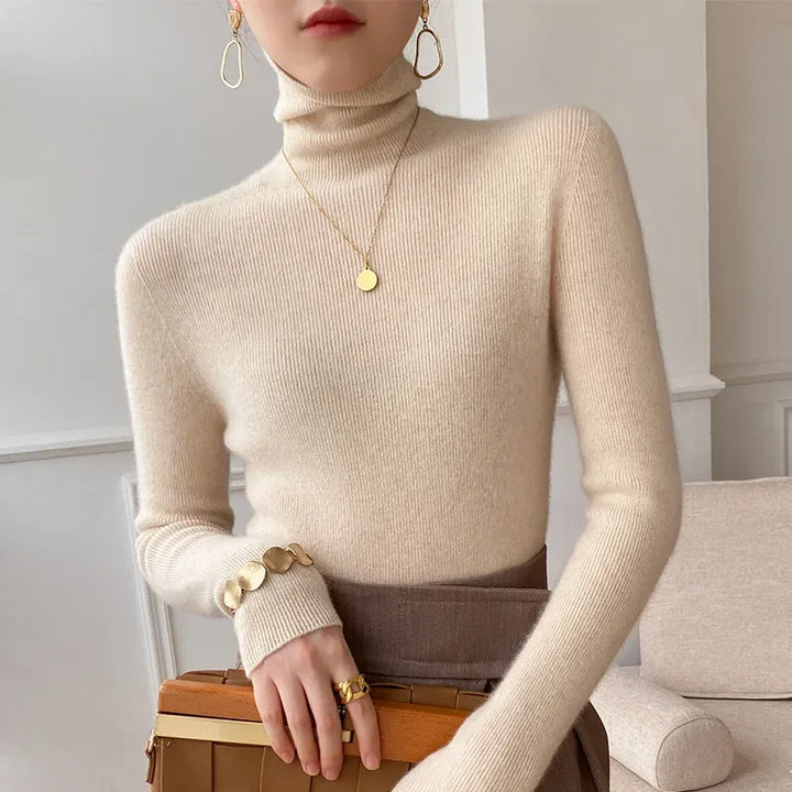 Women's Slim Fit Knit Sweater with Turtleneck