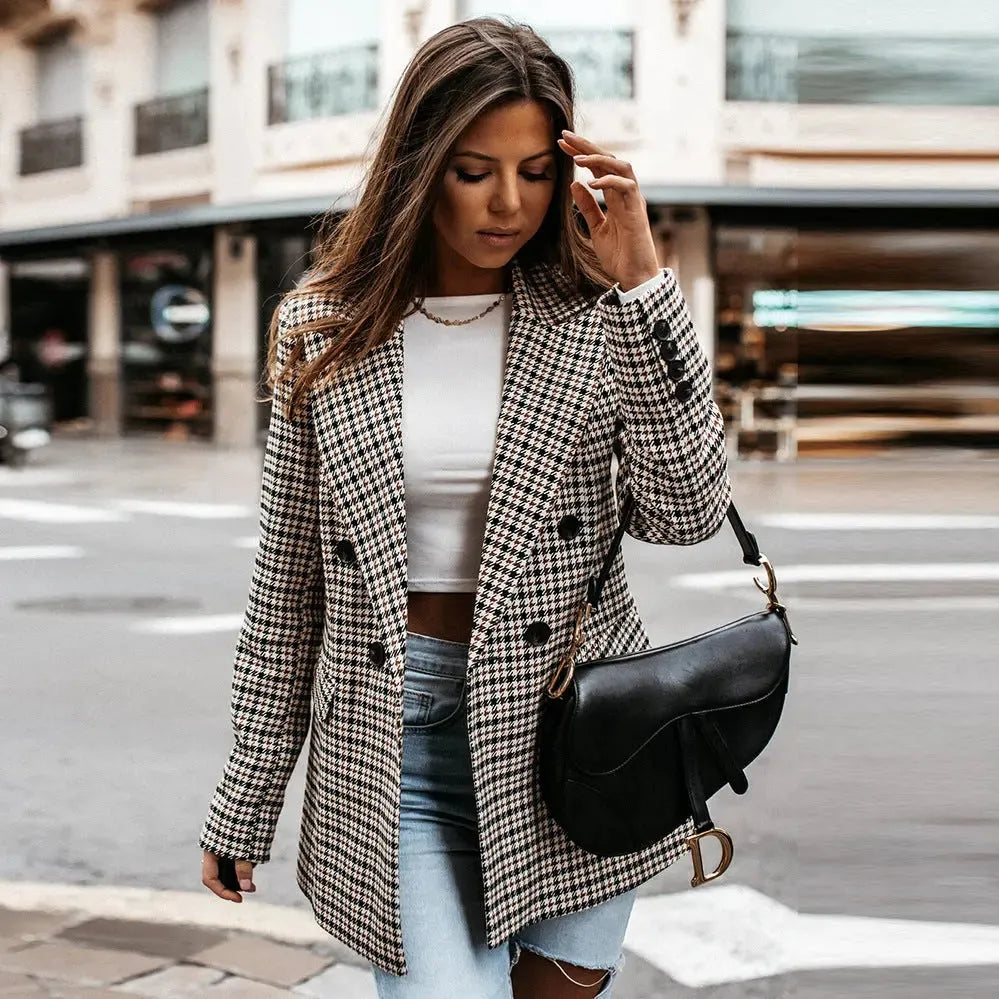 Women’s Vintage Relaxed Blazer with Button Closure