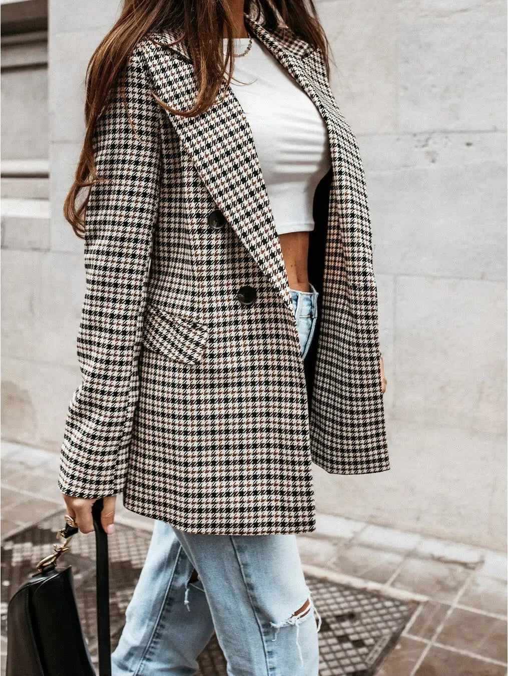 Women’s Vintage Relaxed Blazer with Button Closure