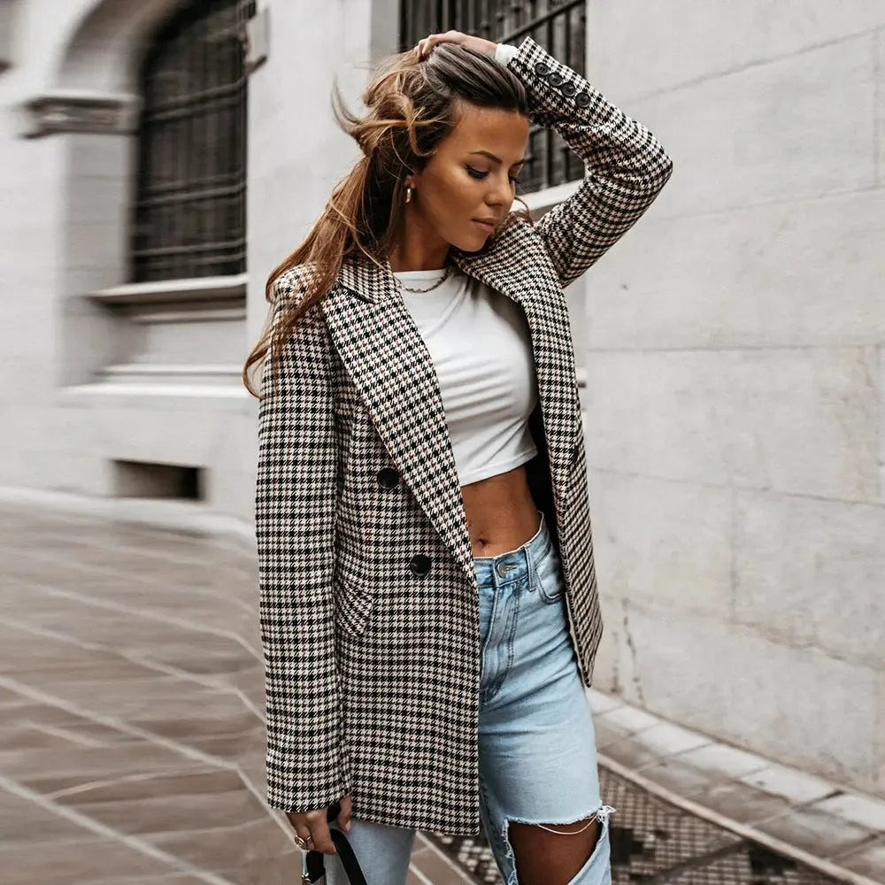 Women’s Vintage Relaxed Blazer with Button Closure