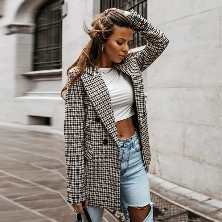 Women’s Vintage Relaxed Blazer with Button Closure