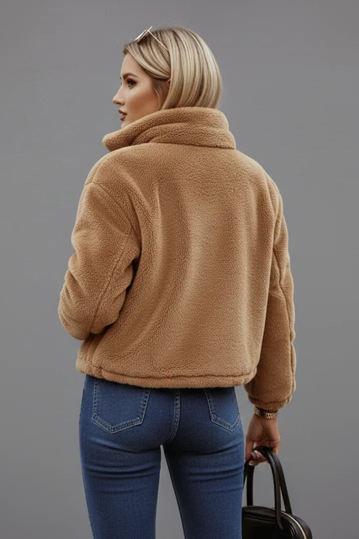 Women’s Zip-Up Casual Jacket with Raised Collar