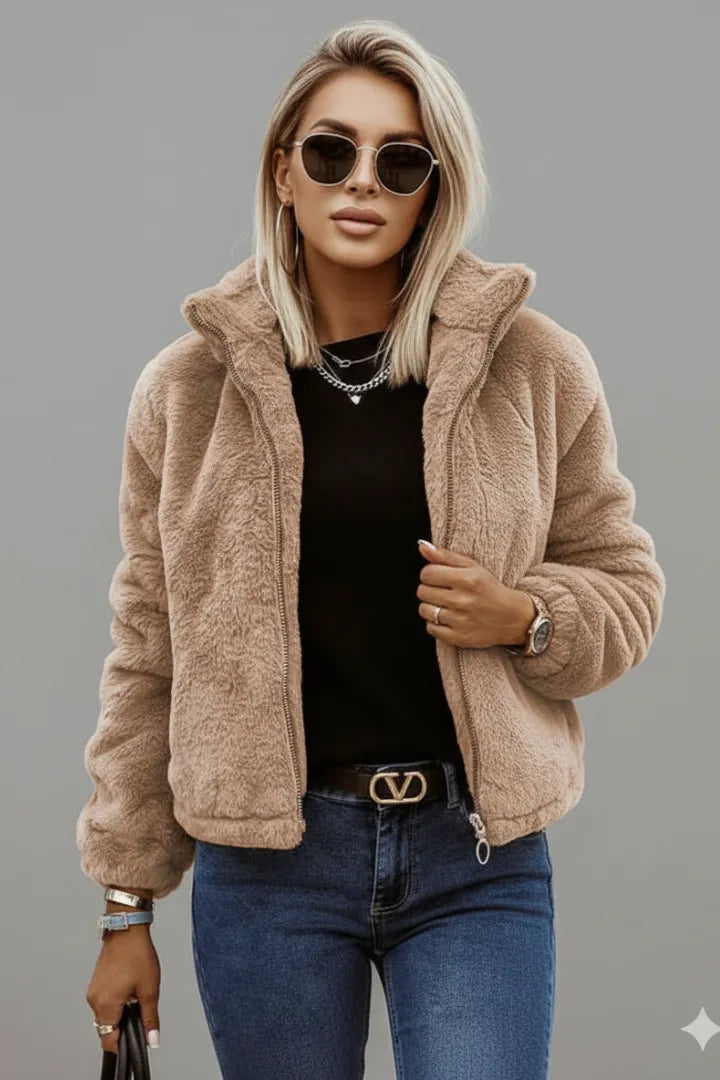 Women’s Zip-Up Casual Jacket with Raised Collar