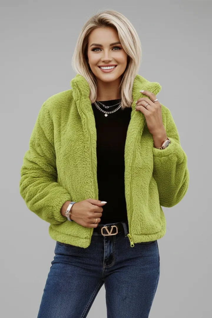 Women’s Zip-Up Casual Jacket with Raised Collar