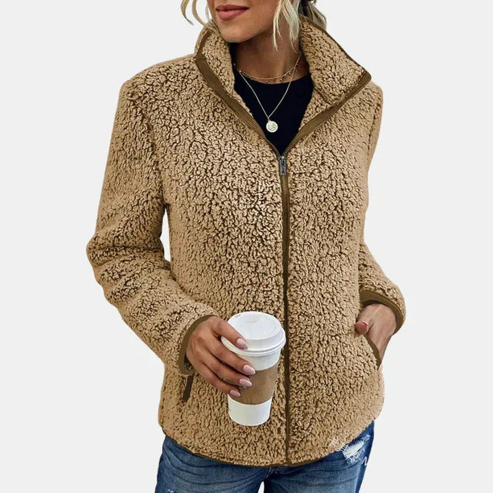 Women's Zip-Up Teddy Jacket with Sherpa Lined