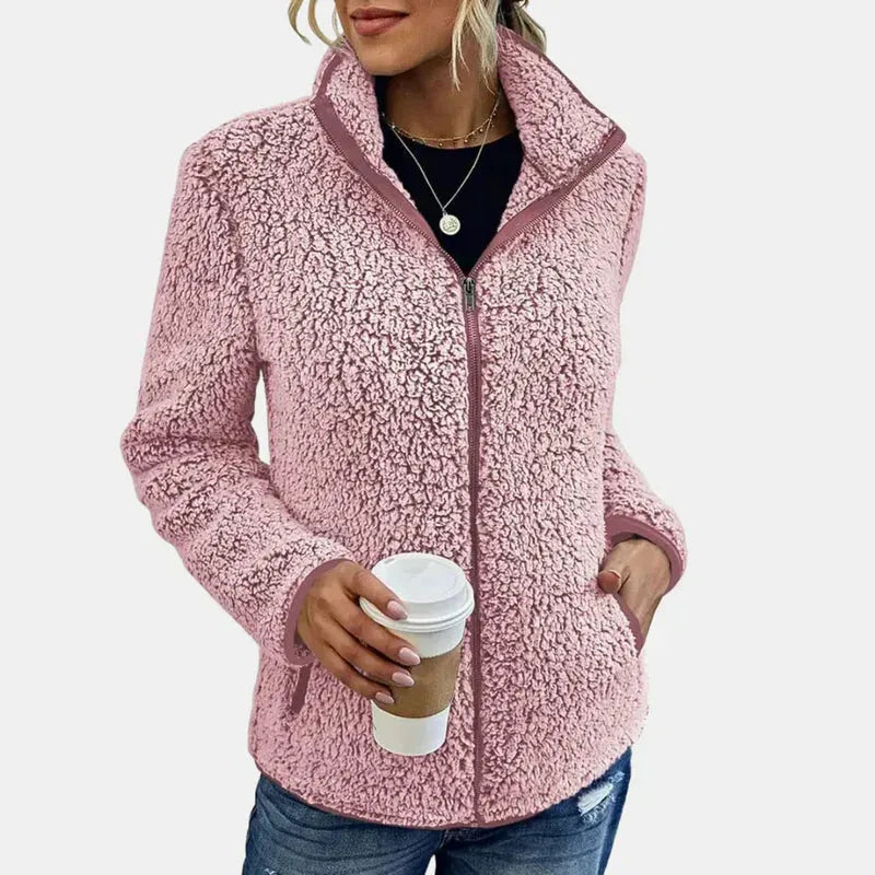 Women's Zip-Up Teddy Jacket with Sherpa Lined