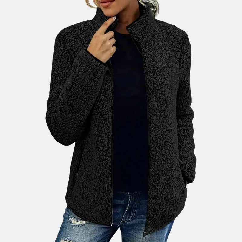 Women's Zip-Up Teddy Jacket with Sherpa Lined