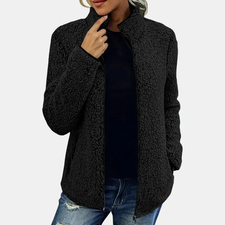 Women's Zip-Up Teddy Jacket with Sherpa Lined