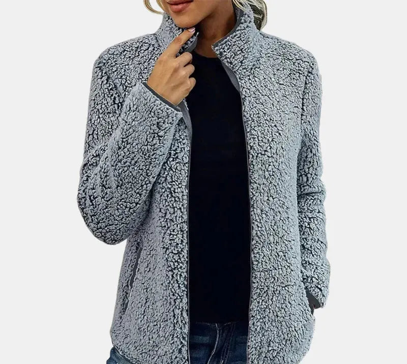 Women's Zip-Up Teddy Jacket with Sherpa Lined