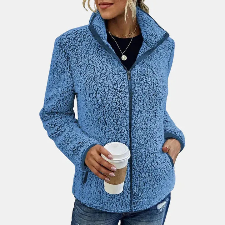 Women's Zip-Up Teddy Jacket with Sherpa Lined