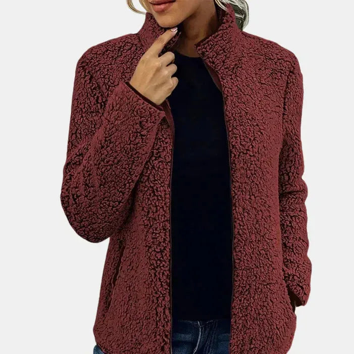 Women's Zip-Up Teddy Jacket with Sherpa Lined