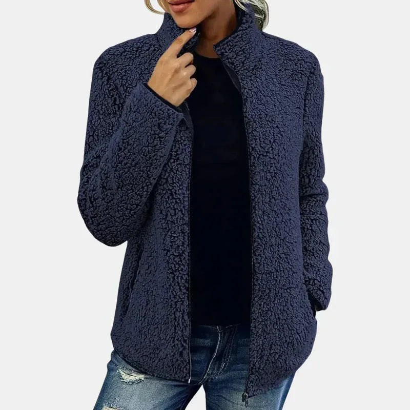 Women's Zip-Up Teddy Jacket with Sherpa Lined