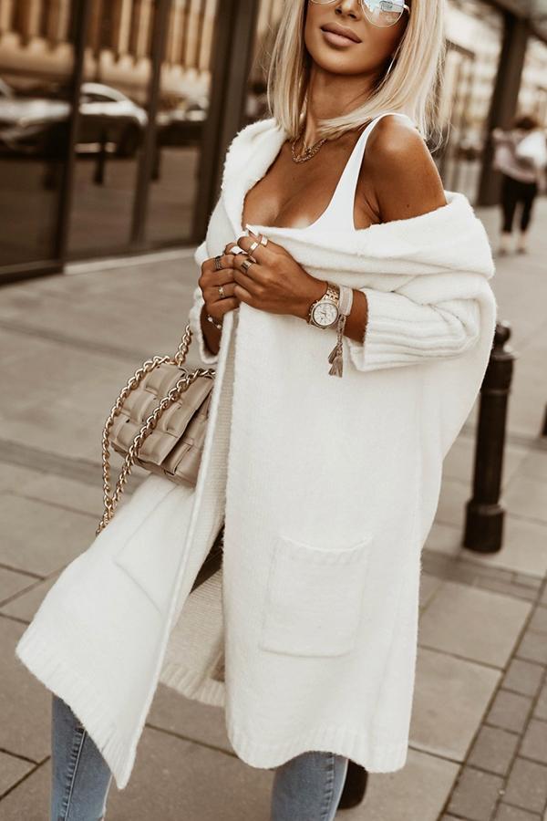 Simply Life Print Hooded Casual Cardigan