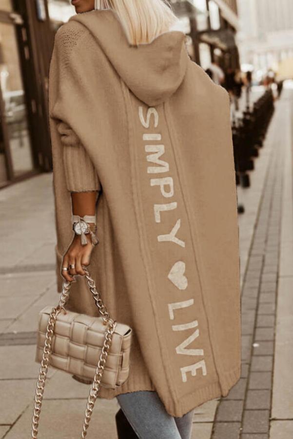 Simply Life Print Hooded Casual Cardigan