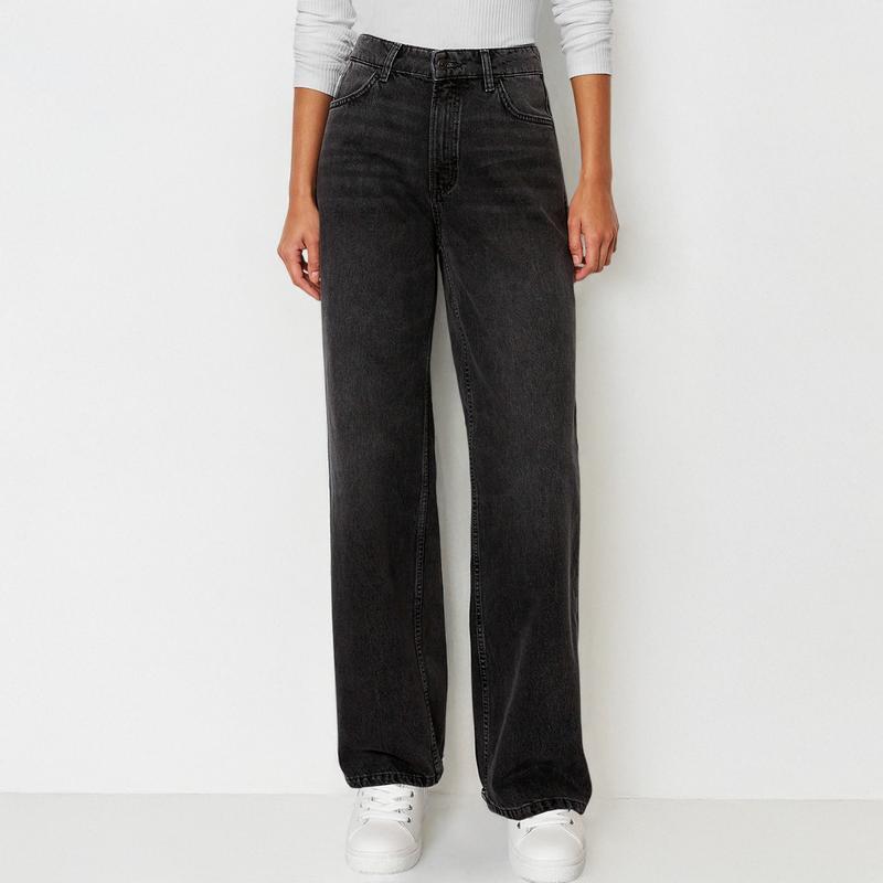 Women's Minimalist High Waist Denim Stretch Wide Leg Jeans, Trendy Multi-Pocket Denim Trousers for Women, Classic Women's Pants, Street Womenswear