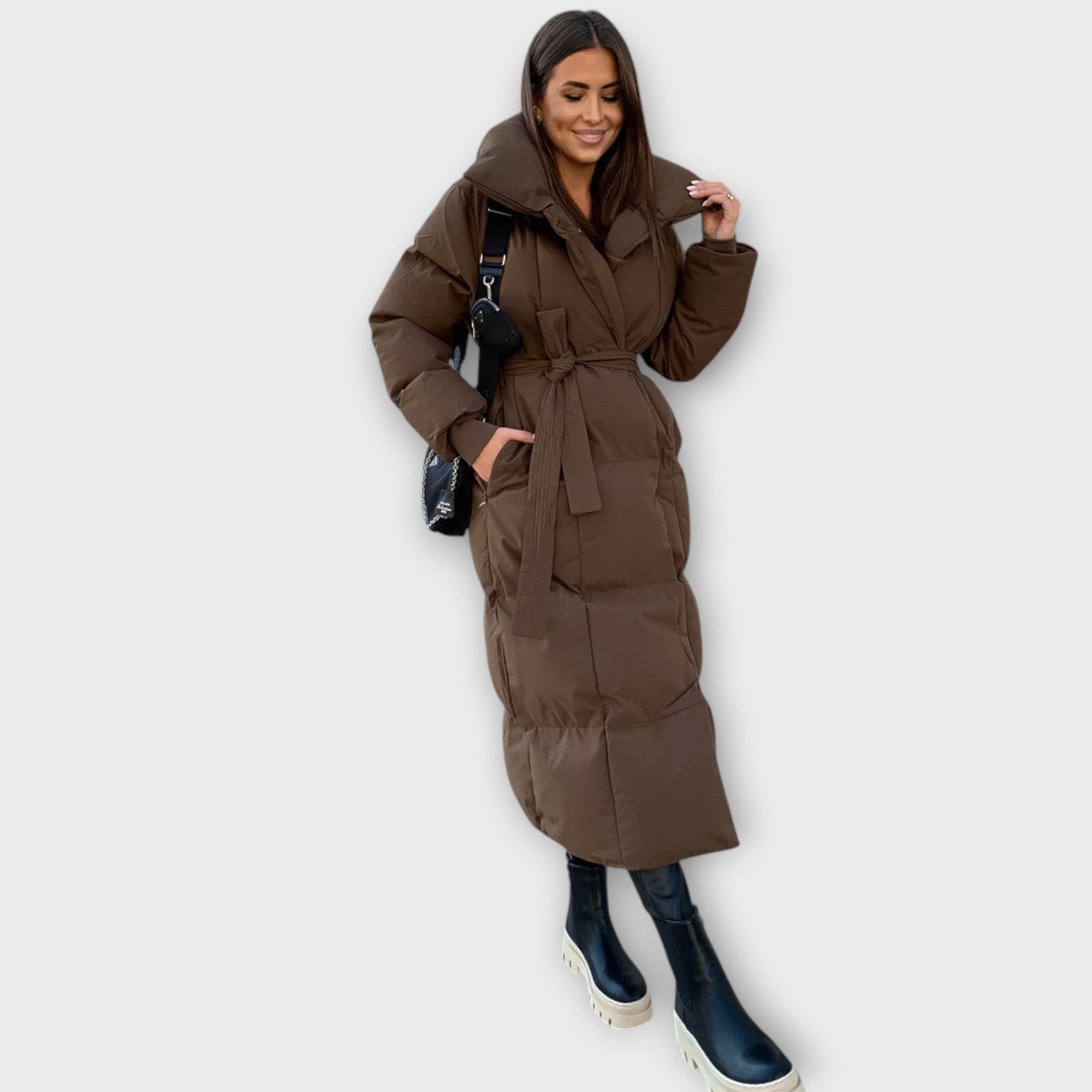 Siria™ | Long winter coat with belt
